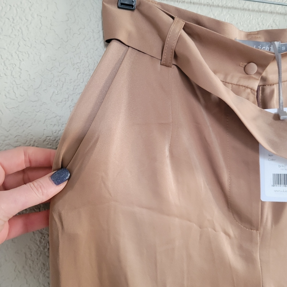 High-Waist Wide Leg Belted Pants - Brown - Picture 9 of 11